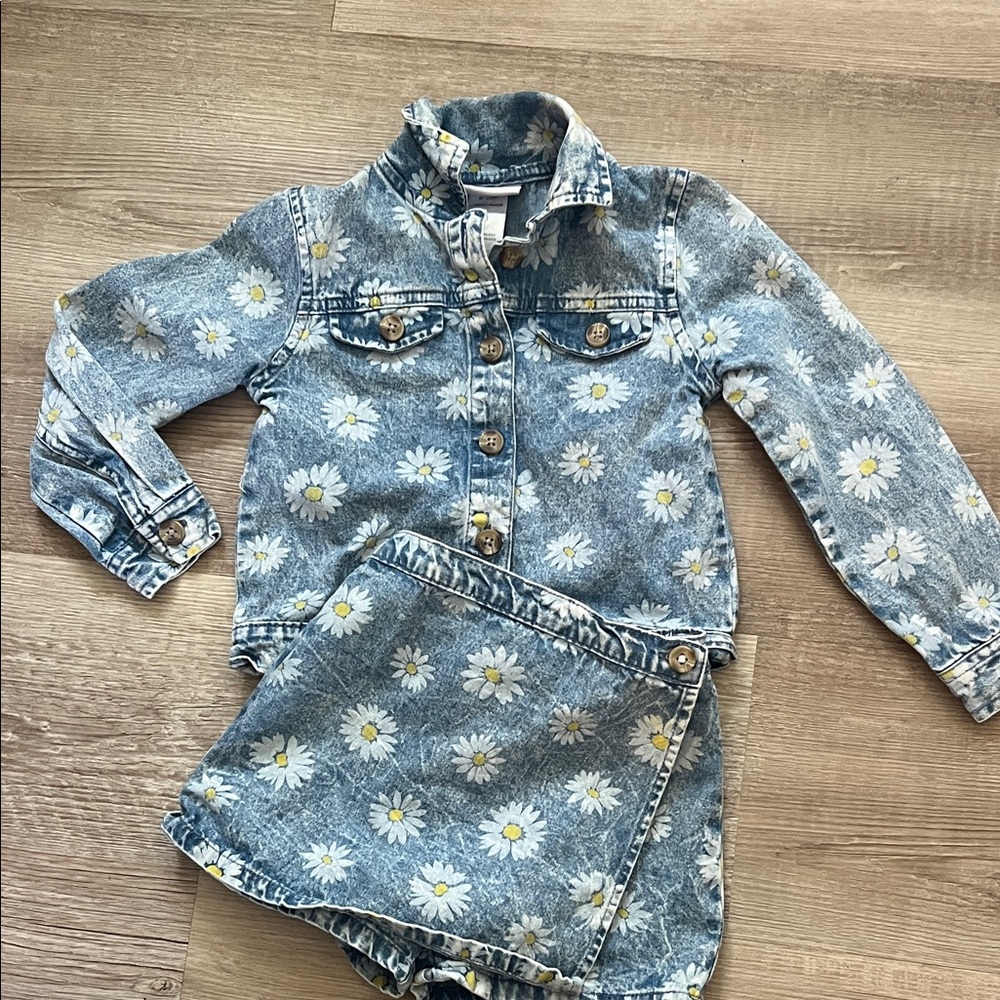 Toddler denim floral set